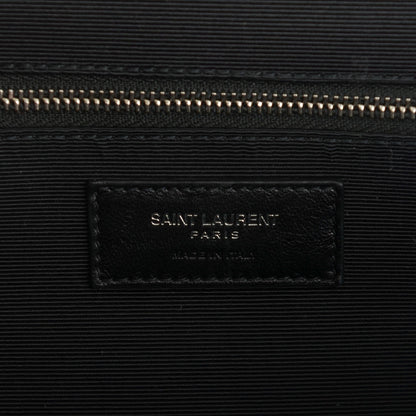 Saint Laurent Grain De Poudre Large Tri-Quilt Monogram Satchel Navy 6 of 7