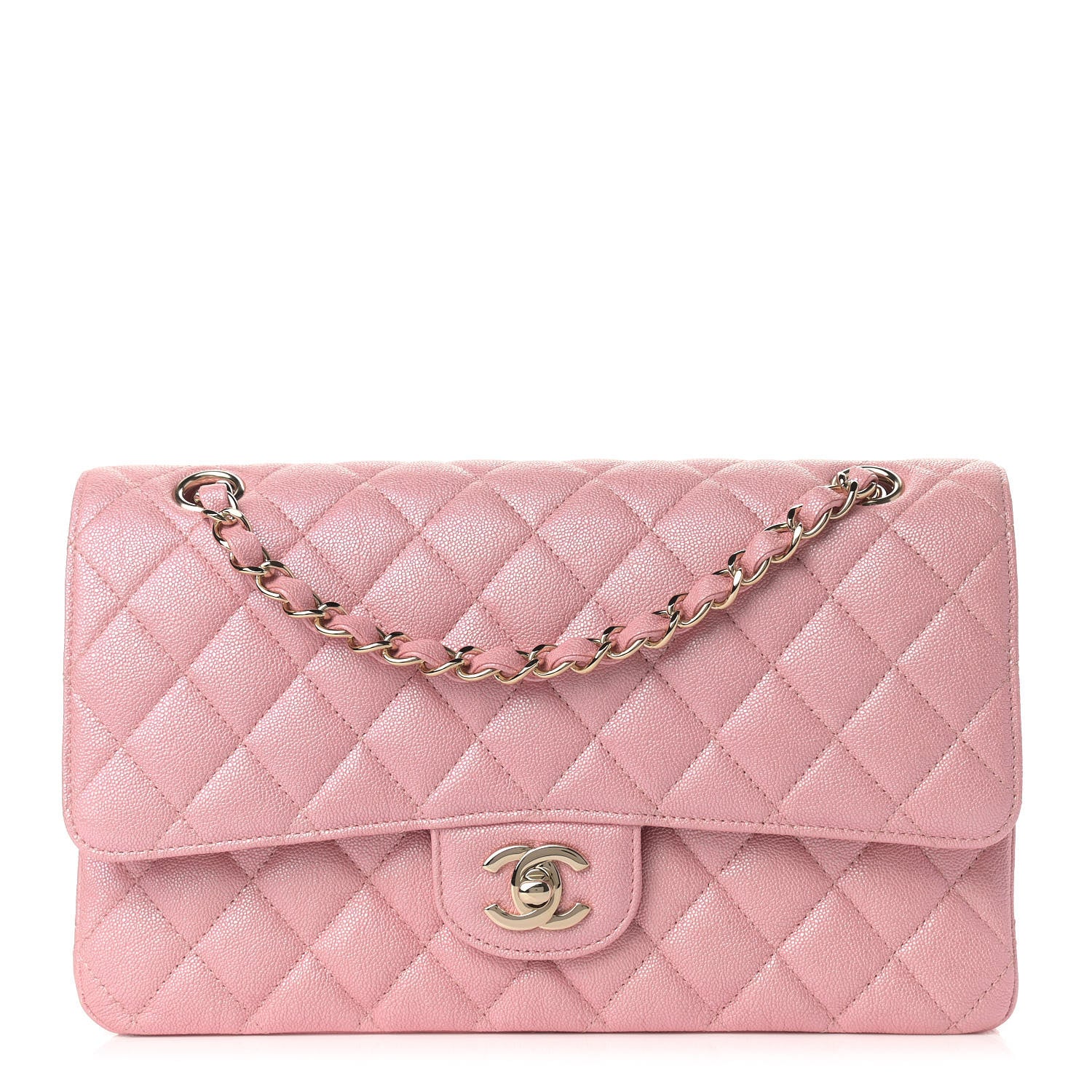 Chanel Iridescent Caviar Quilted Medium Double Flap Rose Pink 1 of 11