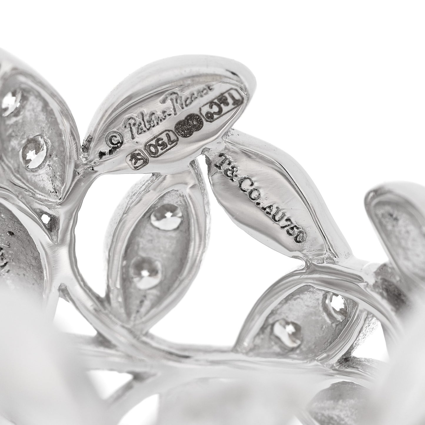 18K White Gold Diamond Paloma Picasso Olive Leaf Band Ring 49 5