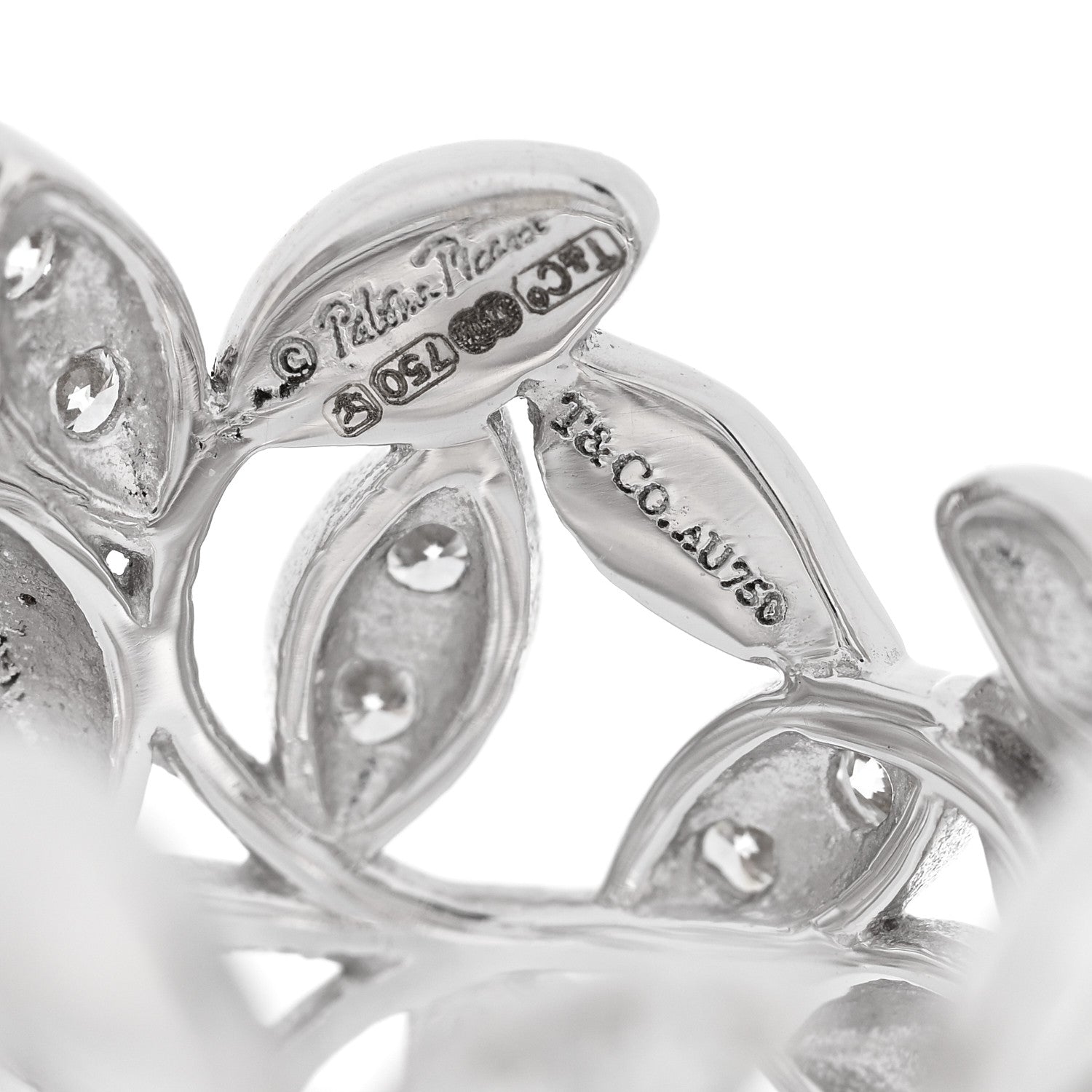 Tiffany 18K White Gold Diamond Paloma Picasso Olive Leaf Band Ring 49 5 4 of 4
