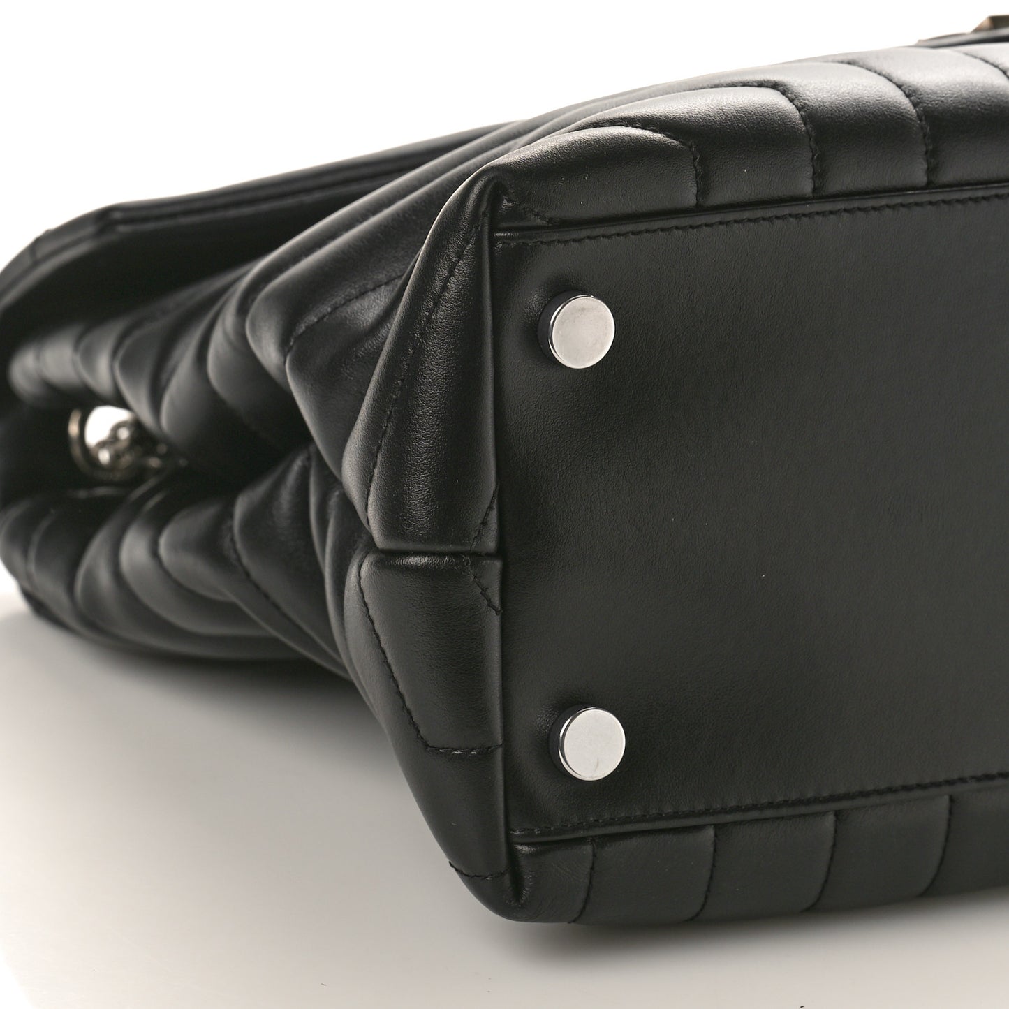 Calfskin Y Quilted Monogram Large Loulou Chain Satchel Black