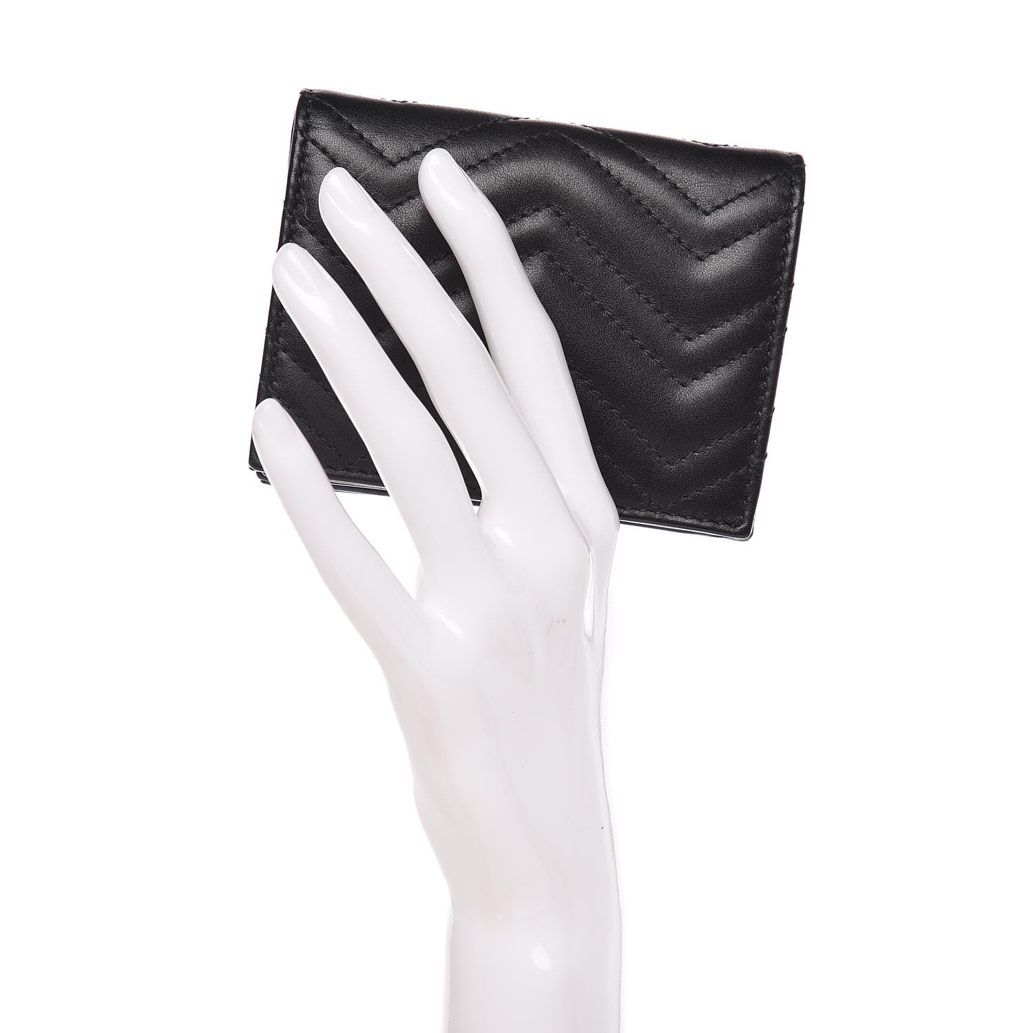 Gucci Calfskin Matelasse GG Marmont Card Case Wallet Black 2 of 10