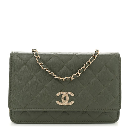 Chanel Caviar Quilted Multi Chain Wallet On Chain WOC Khaki 1 of 11