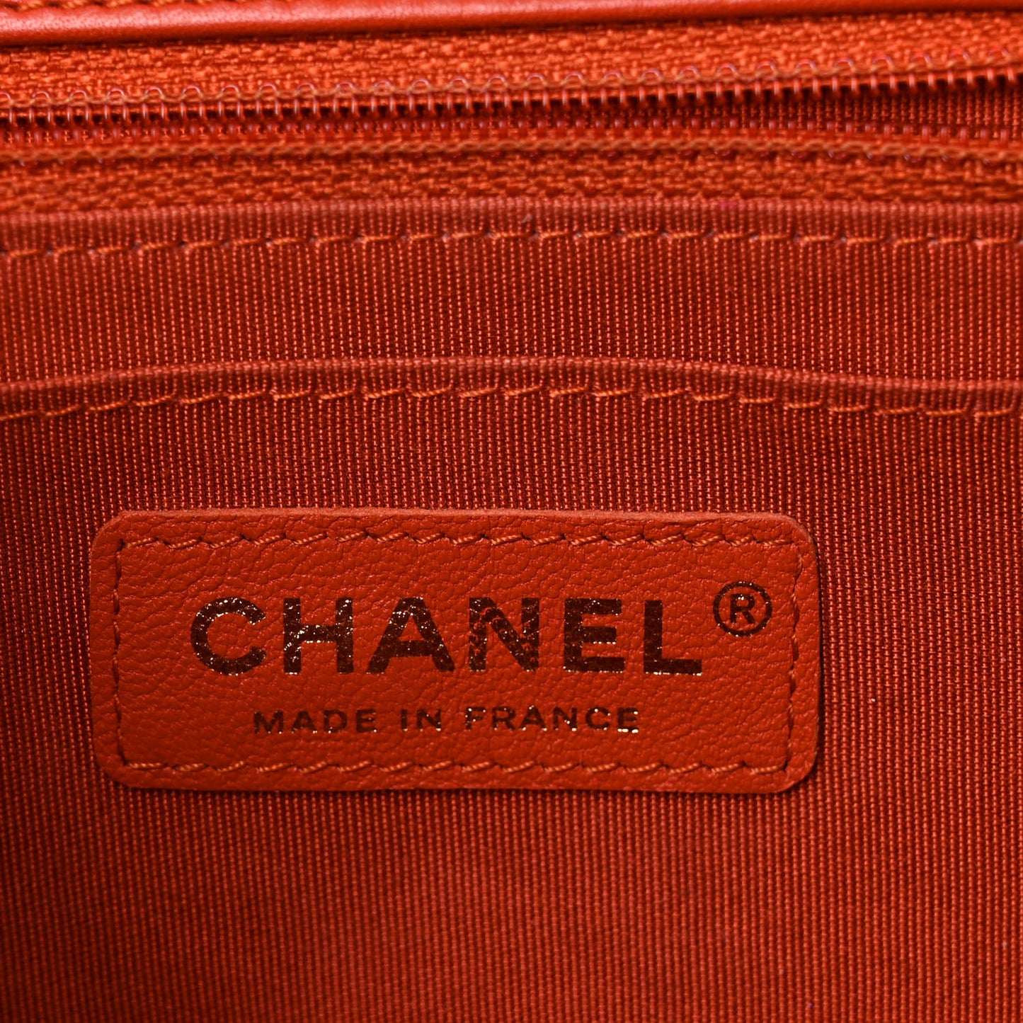 Calfskin Chevron Quilted Mini Statement Flap Dark Orange