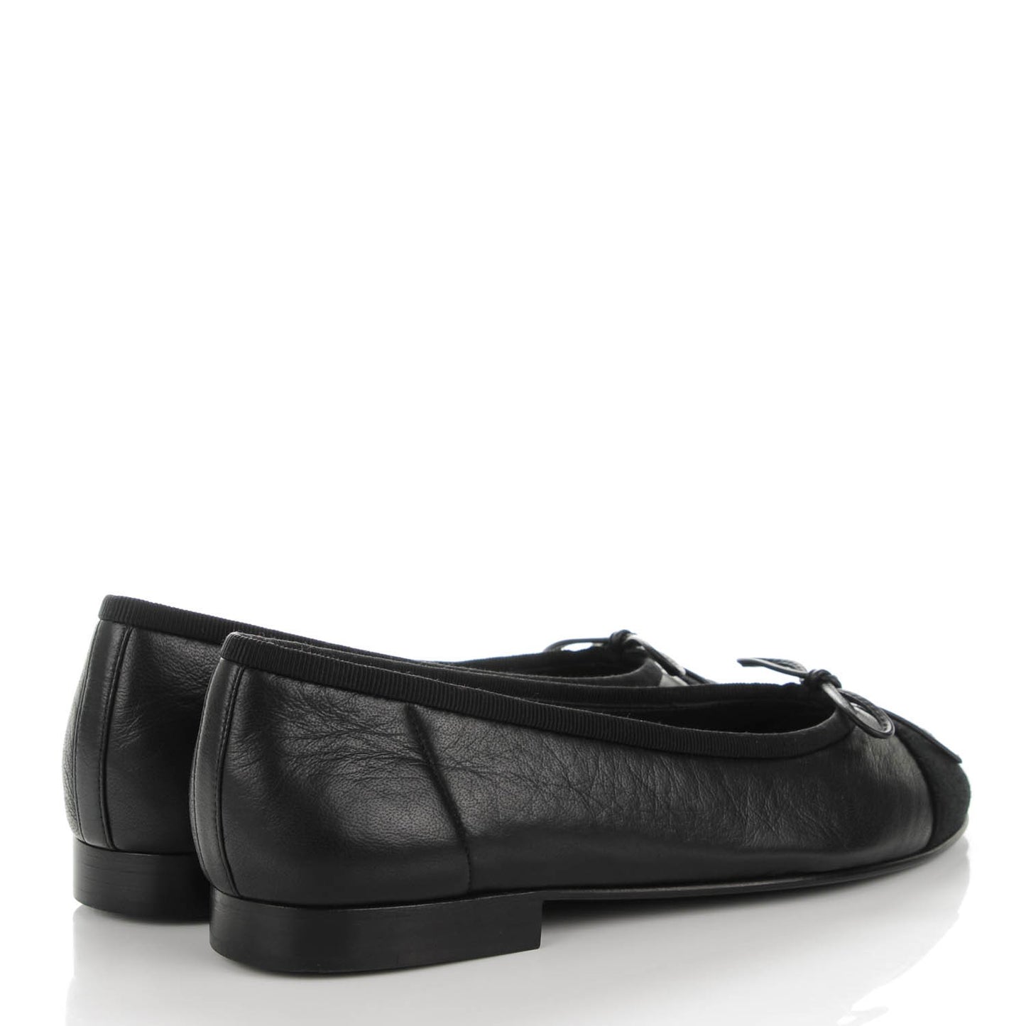 Lambskin Felt CC Cap Toe Ballerina Flats 35 Black