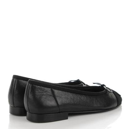 Chanel Lambskin Felt CC Cap Toe Ballerina Flats 35 Black 4 of 8