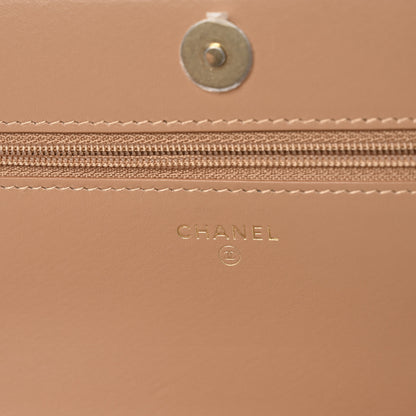 Chanel Caviar Quilted Chain Around Boy Wallet On Chain WOC Beige 6 of 11