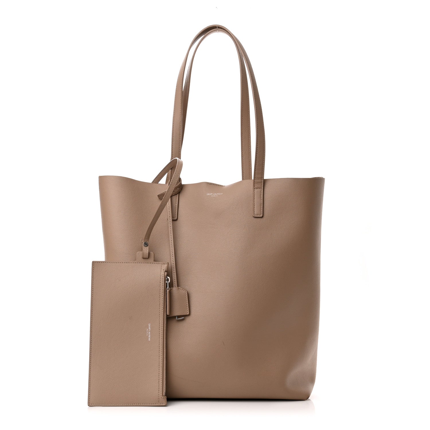 Saint Laurent Calfskin North-South Shopping Tote Dark Beige 1 of 12