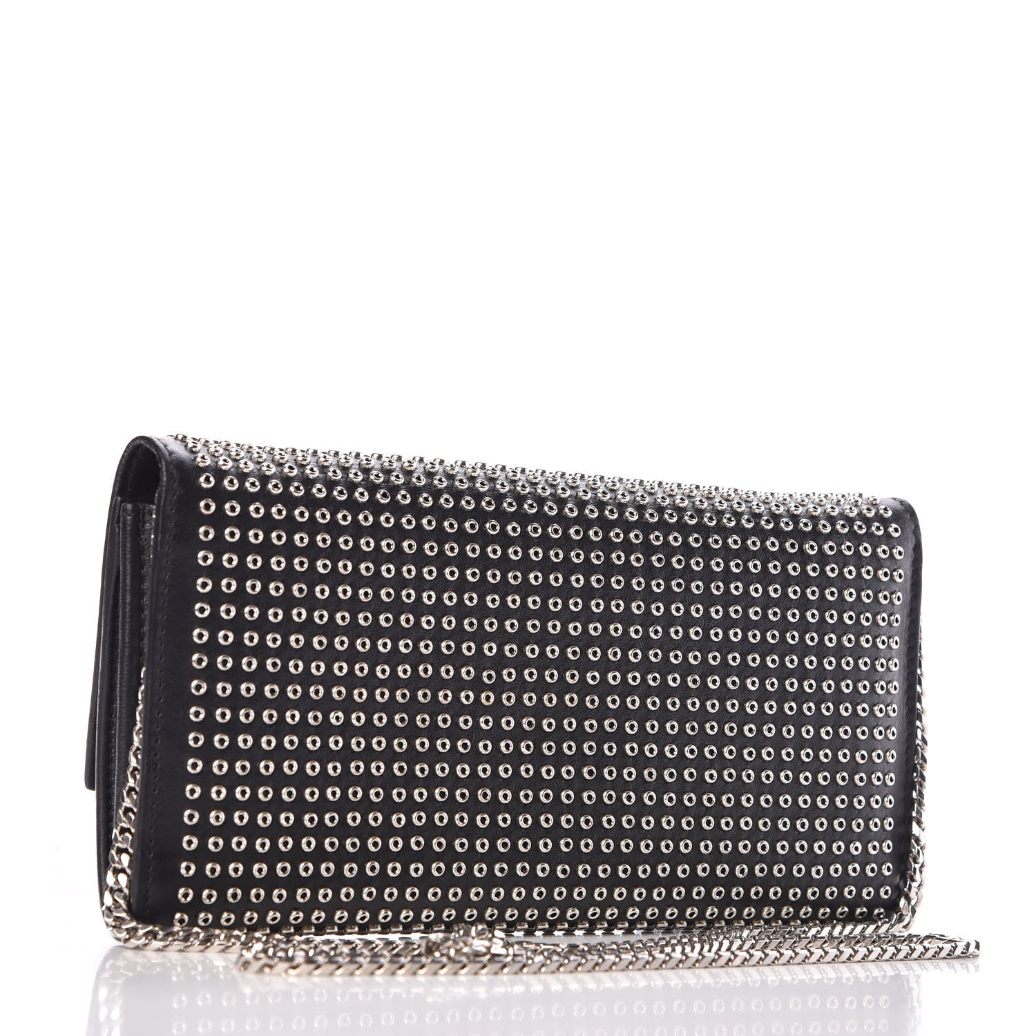 Alexander McQueen Calfskin Studded Skull Wallet on Chain Black 3 of 11