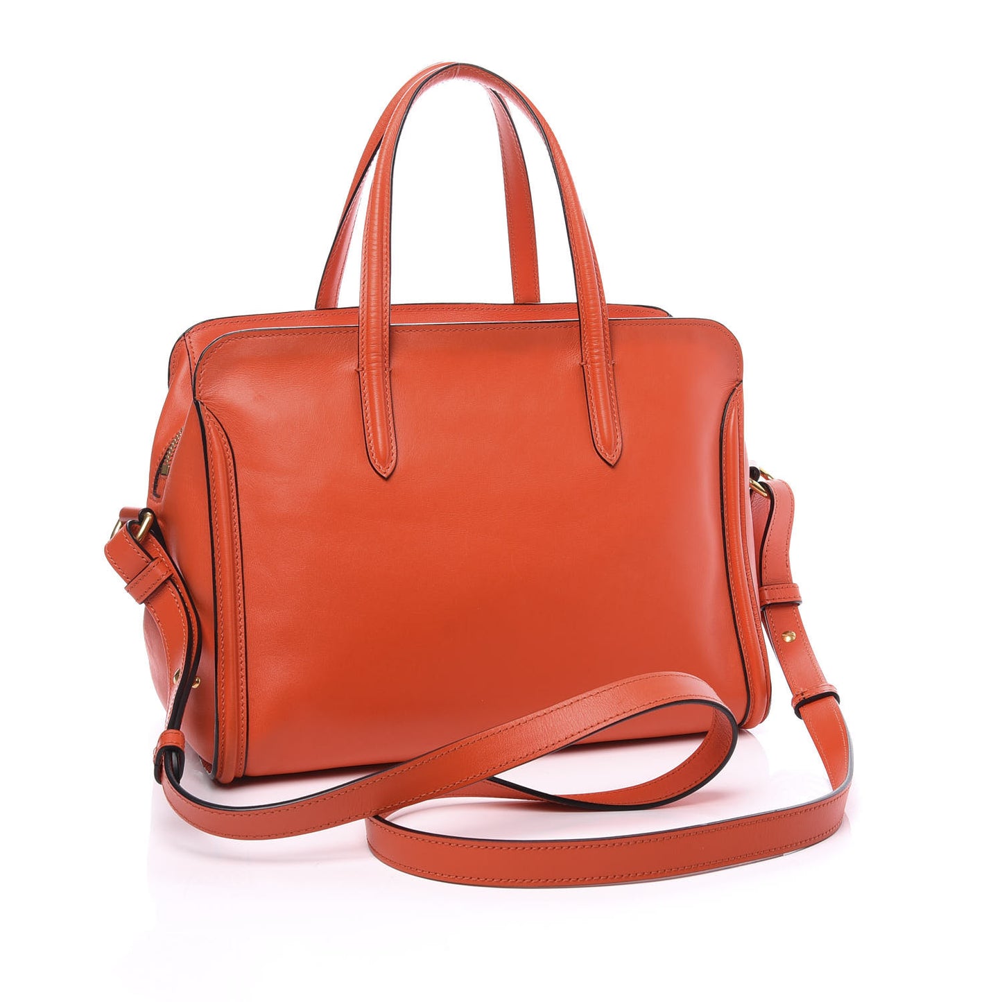 Calfskin Small Skull Padlock Zip Around Tote Orange