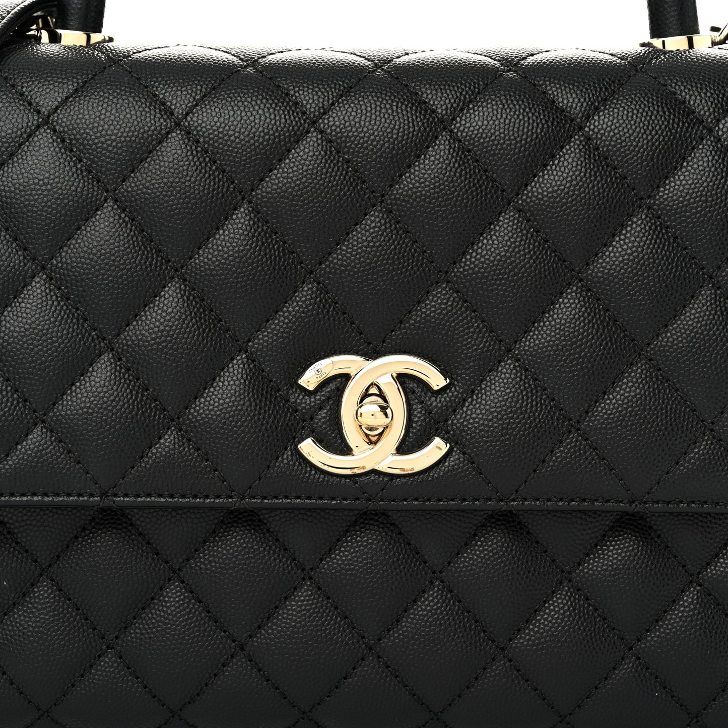 Caviar Quilted Small Coco Handle Flap Black