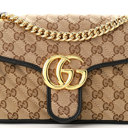 Gucci Monogram Matelasse Diagonal Small GG Marmont Shoulder Bag Beige Black 8 of 10