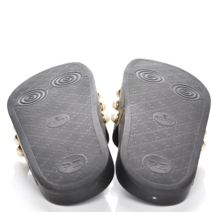 Gucci GG Supreme Monogram Pearls Slide Sandals 40 Beige 8 of 10