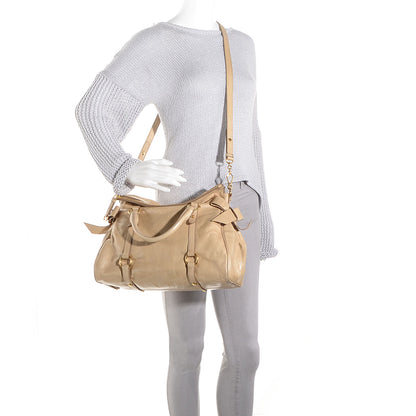Miu Miu Leather Vitello Lux Bow Bag Quarzo 2 of 11