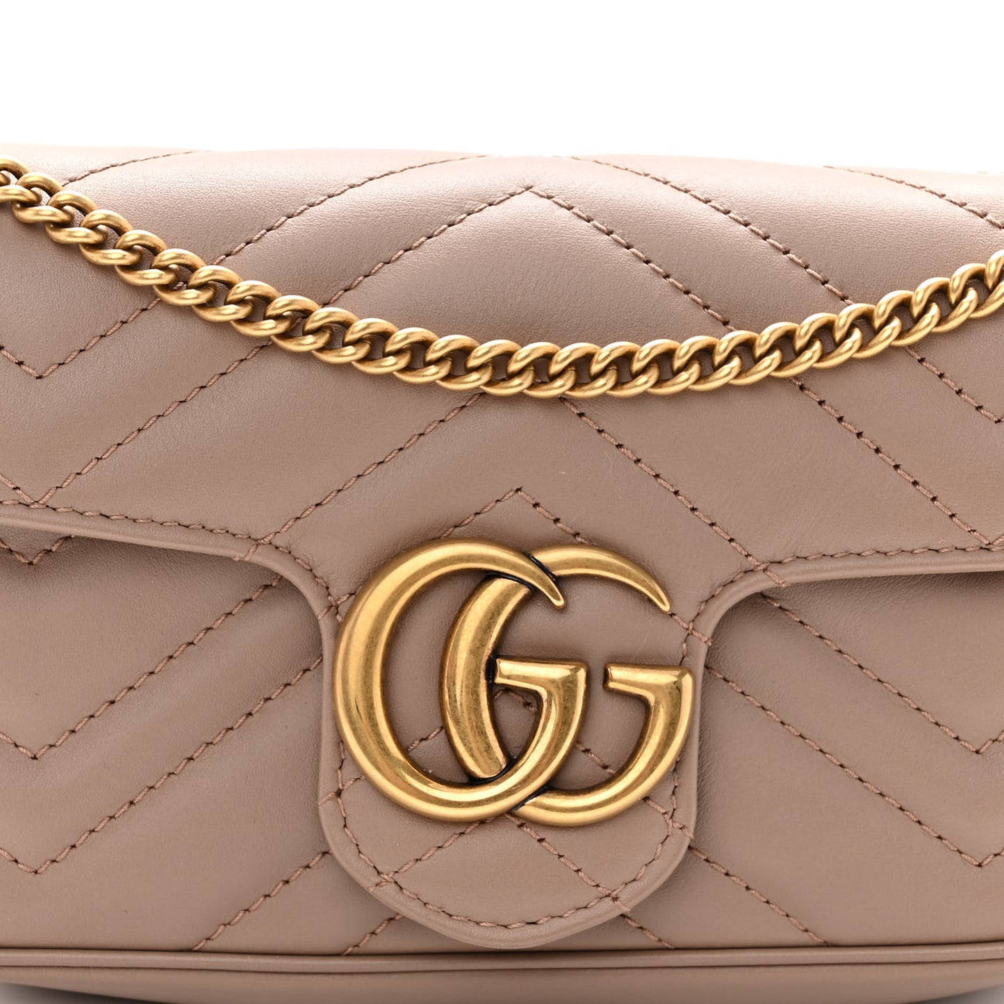 Calfskin Matelasse Super Mini GG Marmont Shoulder Bag Porcelain Rose