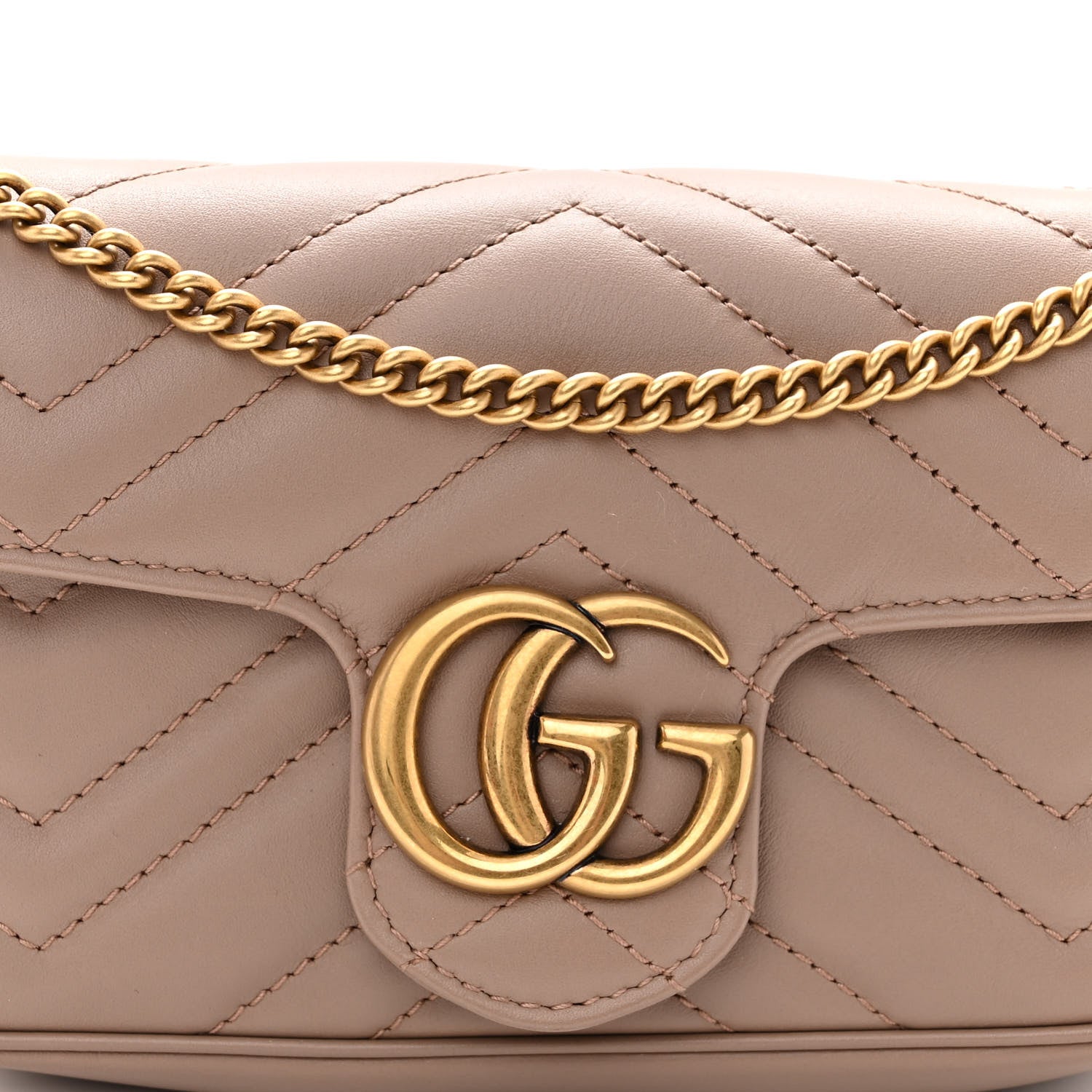 Gucci Calfskin Matelasse Super Mini GG Marmont Shoulder Bag Porcelain Rose 8 of 10