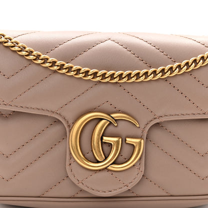 Gucci Calfskin Matelasse Super Mini GG Marmont Shoulder Bag Porcelain Rose 8 of 10