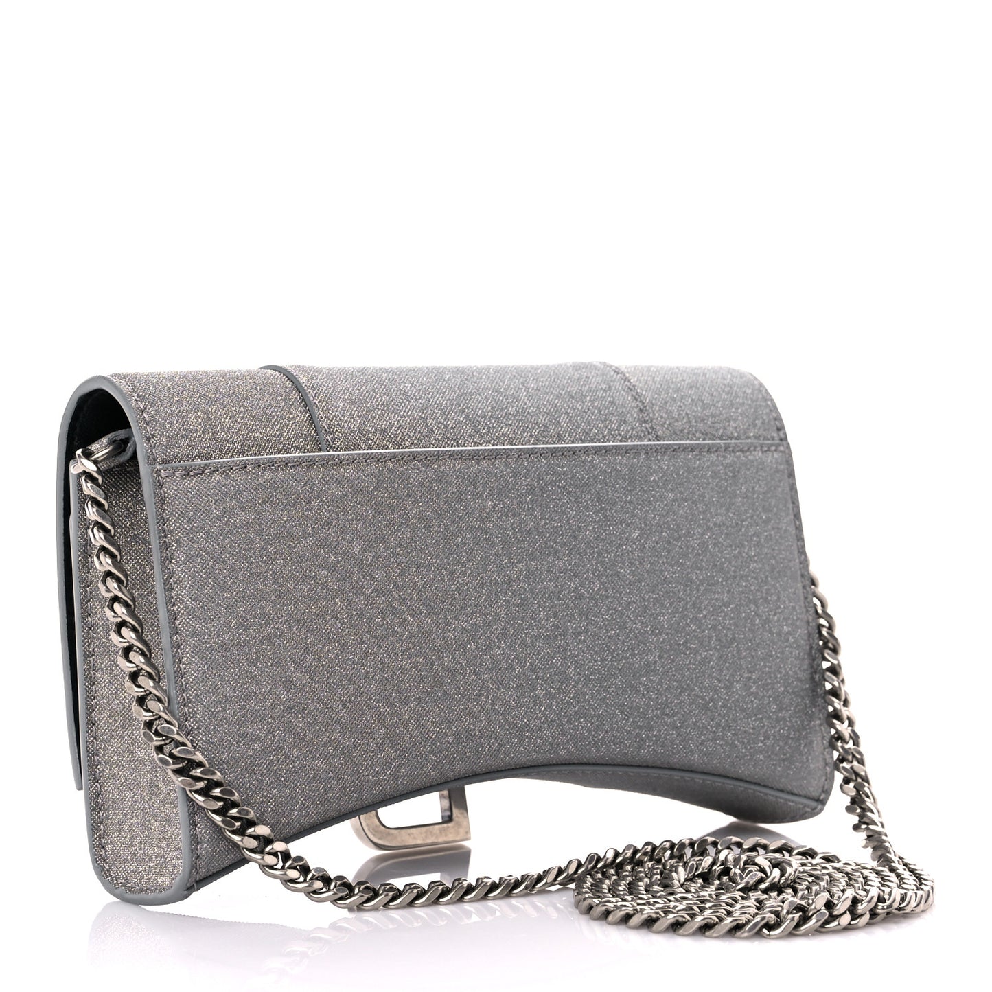 Glitter Fabric Hourglass Chain Bag Grey