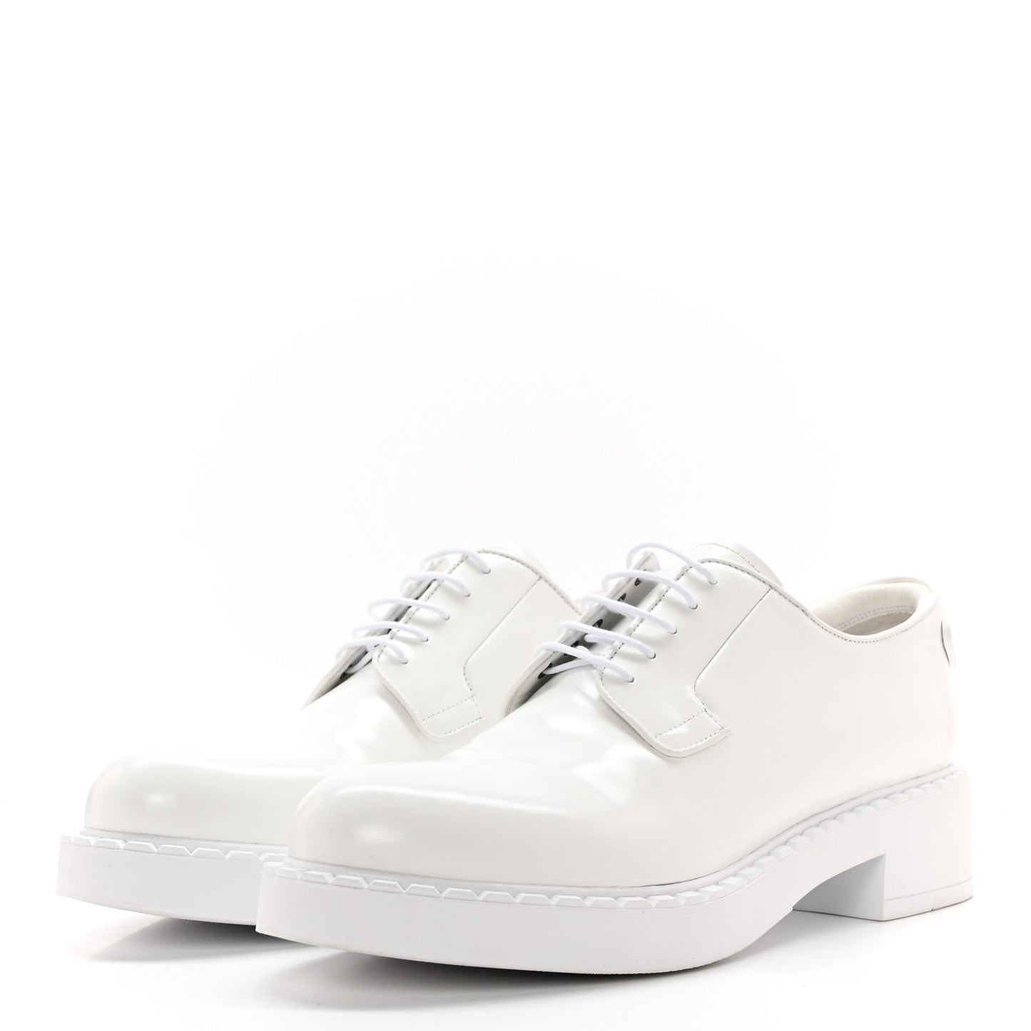 Spazzolato Rubber Triangle Logo 50mm Derby Loafers 40 White