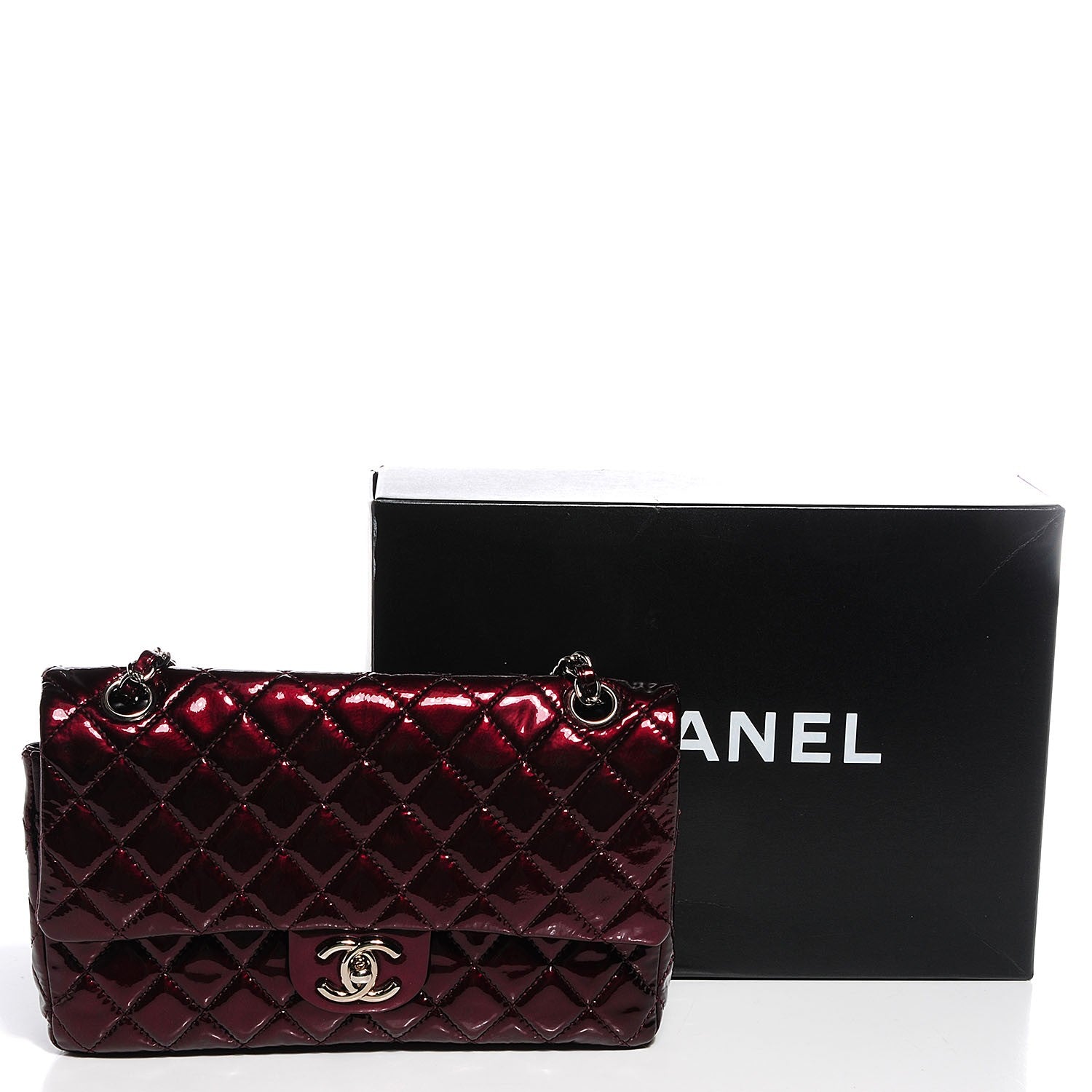Chanel Patent Quilted Medium Double Flap Bordeaux 5 of 9