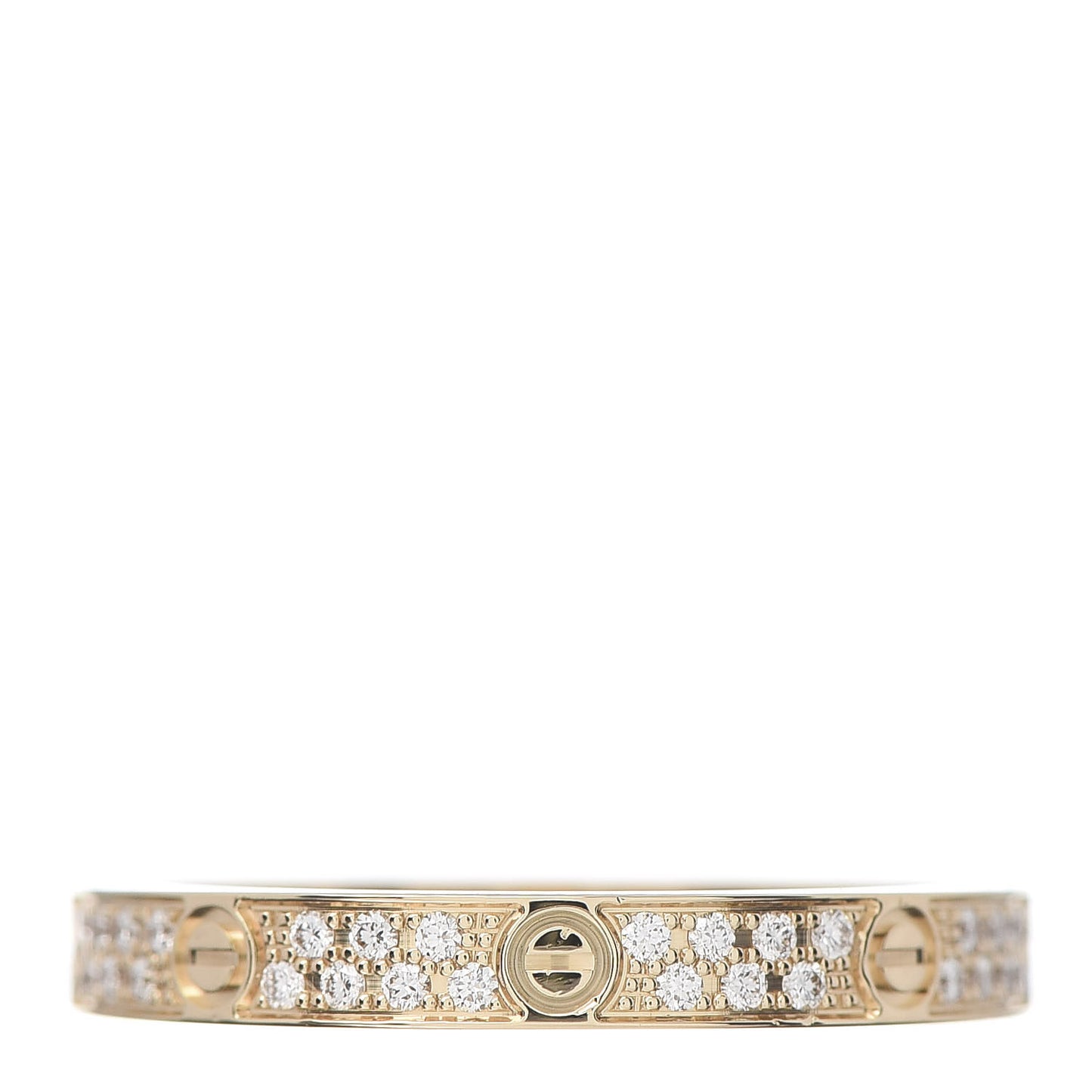18K Yellow Gold Diamond 2.6mm LOVE Paved Band Ring 50 5.25