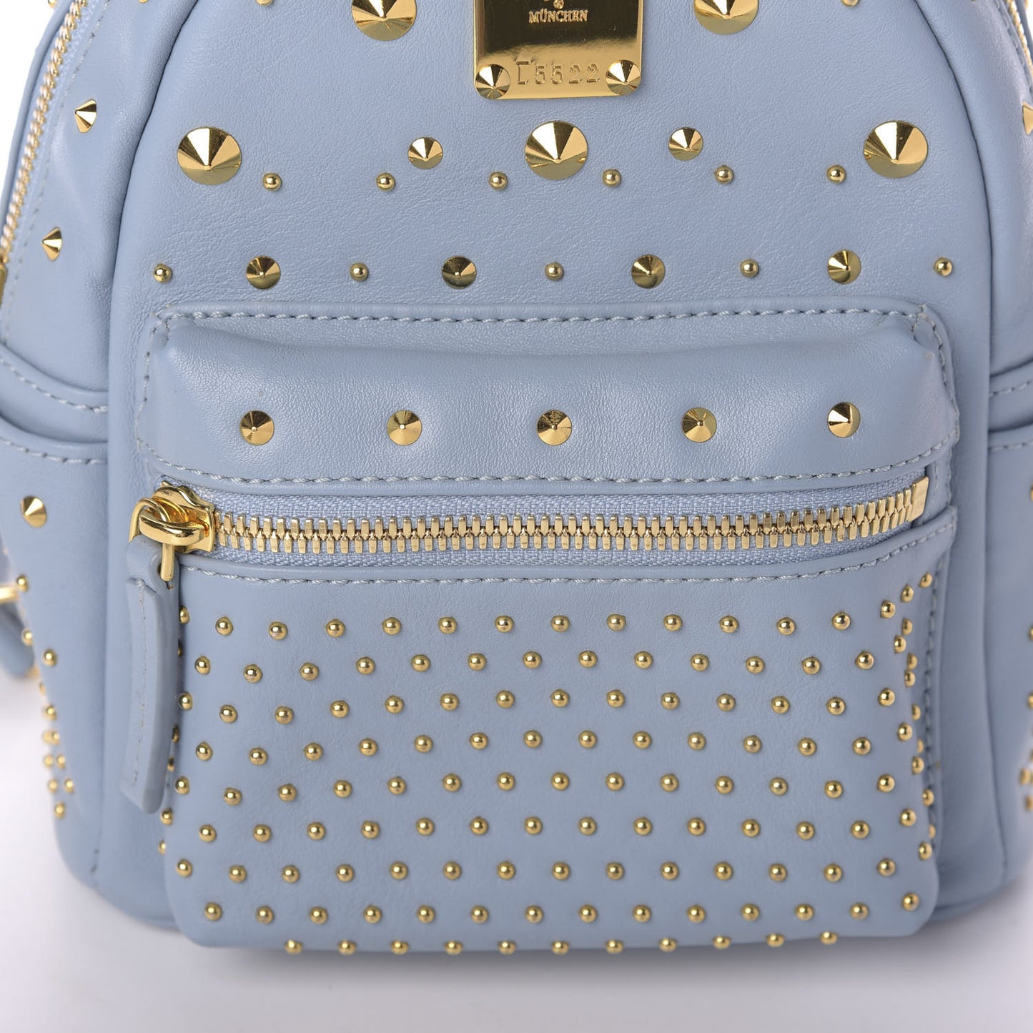 Calfskin Studded Stark X-Mini Bebe Boo Backpack Sky Blue