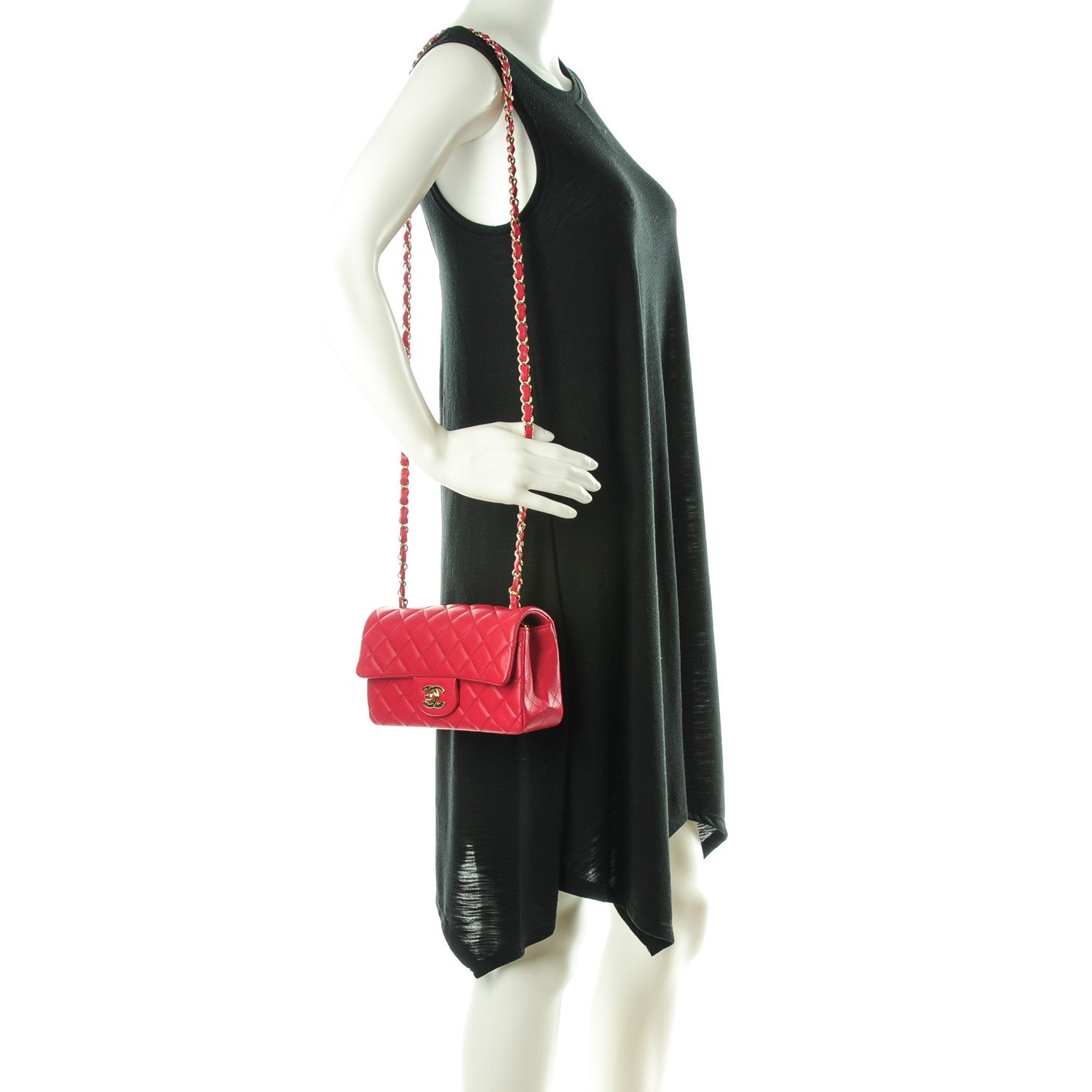 Chanel Lambskin Quilted Mini Rectangular Flap Red 2 of 8