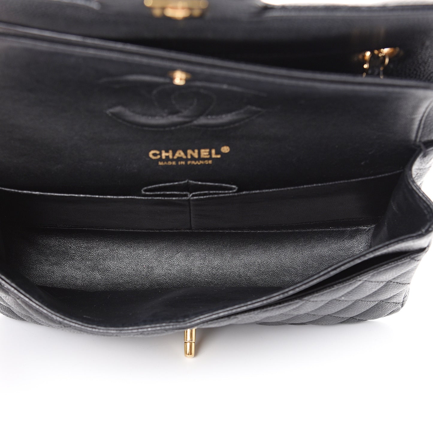Caviar Quilted Medium Double Flap Black