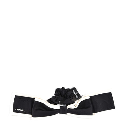 Chanel Silk Hair Tie Black Ivory 1 of 4