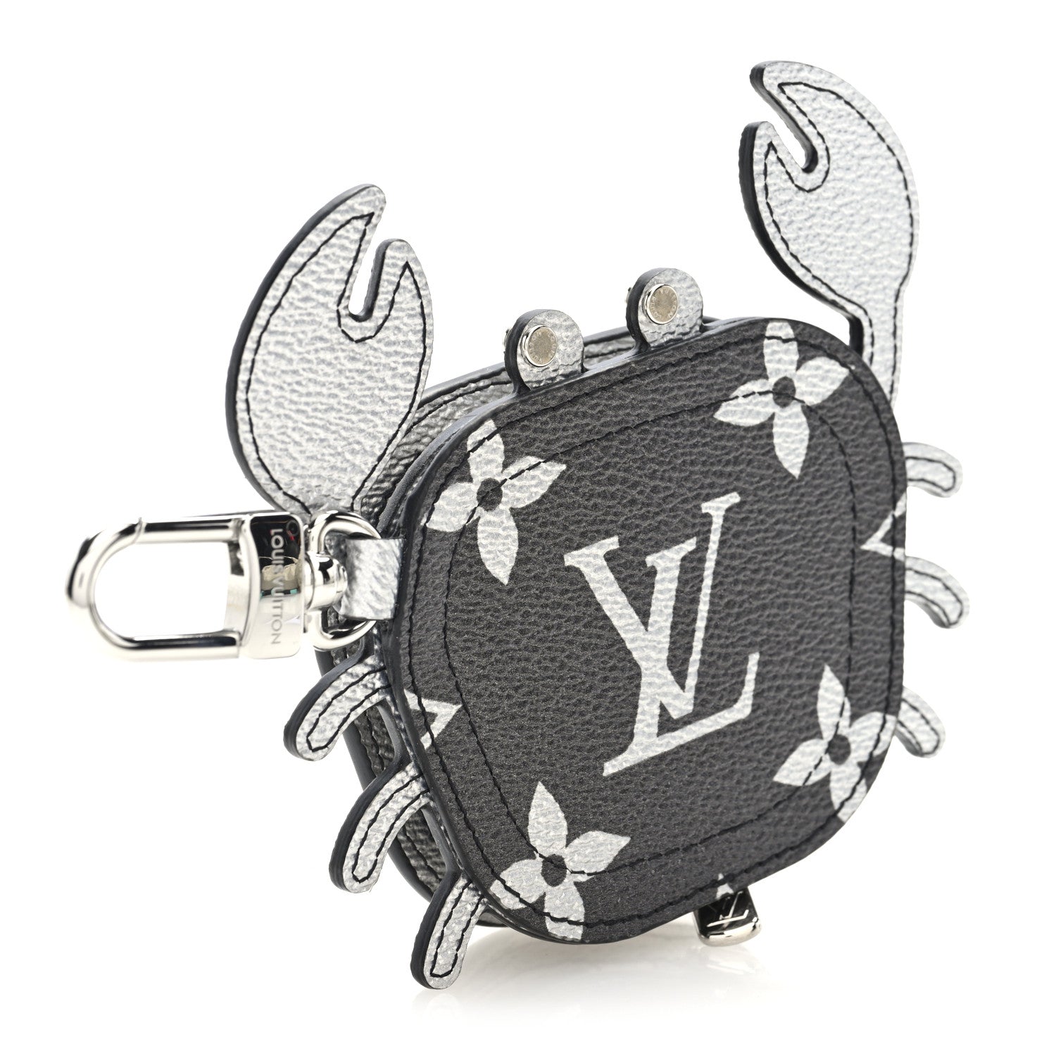 Louis Vuitton Metallic Monogram Crab Bag Charm Grey Silver 3 of 6