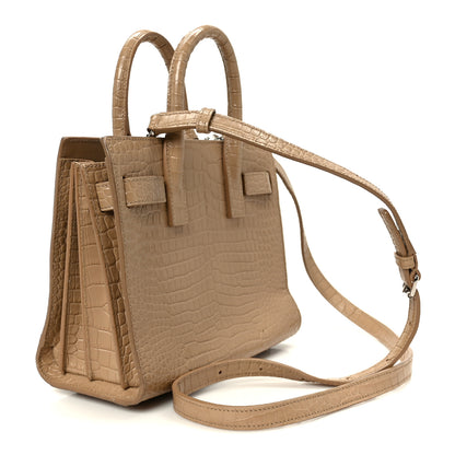 Saint Laurent Calfskin Crocodile Embossed Nano Sac De Jour Brown 3 of 11