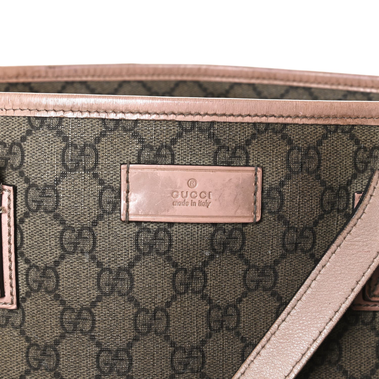 Gucci GG Supreme Monogram Medium Zippered Shopping Tote Pink 7 of 10