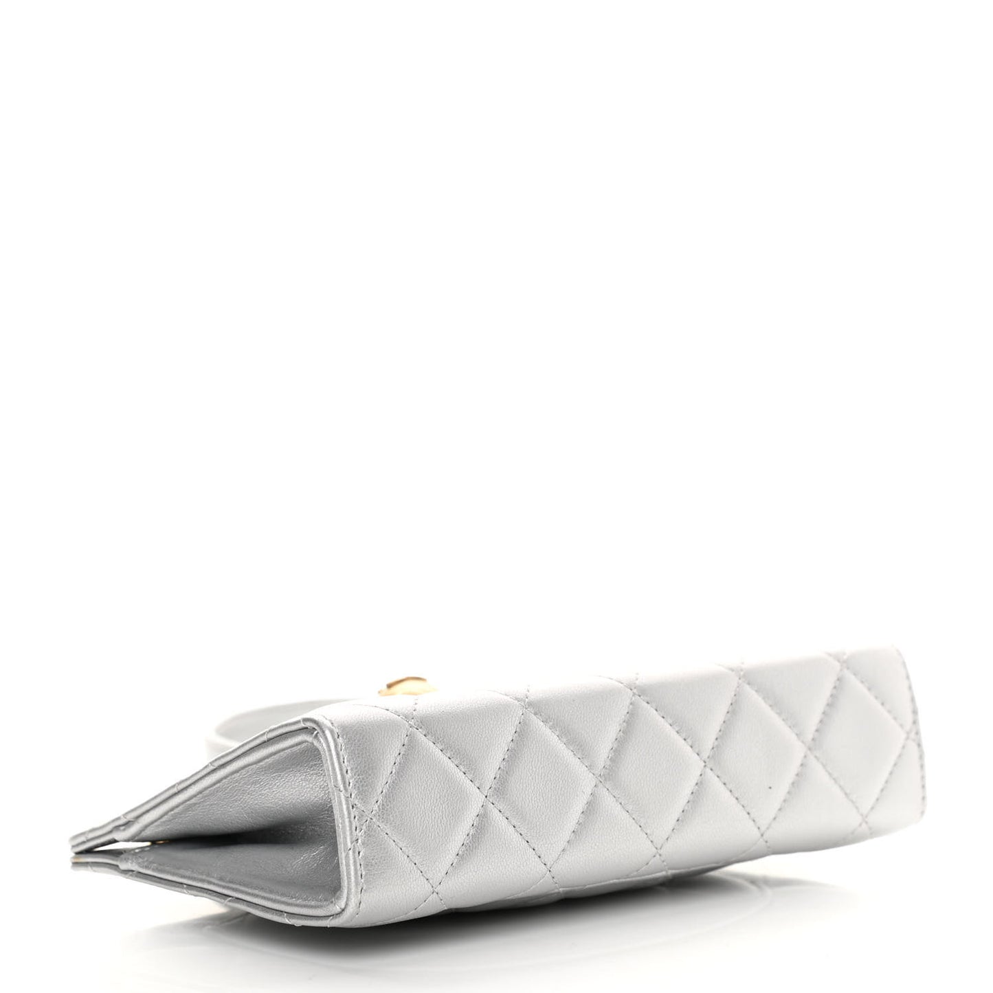 Metallic Calfskin Quilted Evening By The Sea Clutch Silver