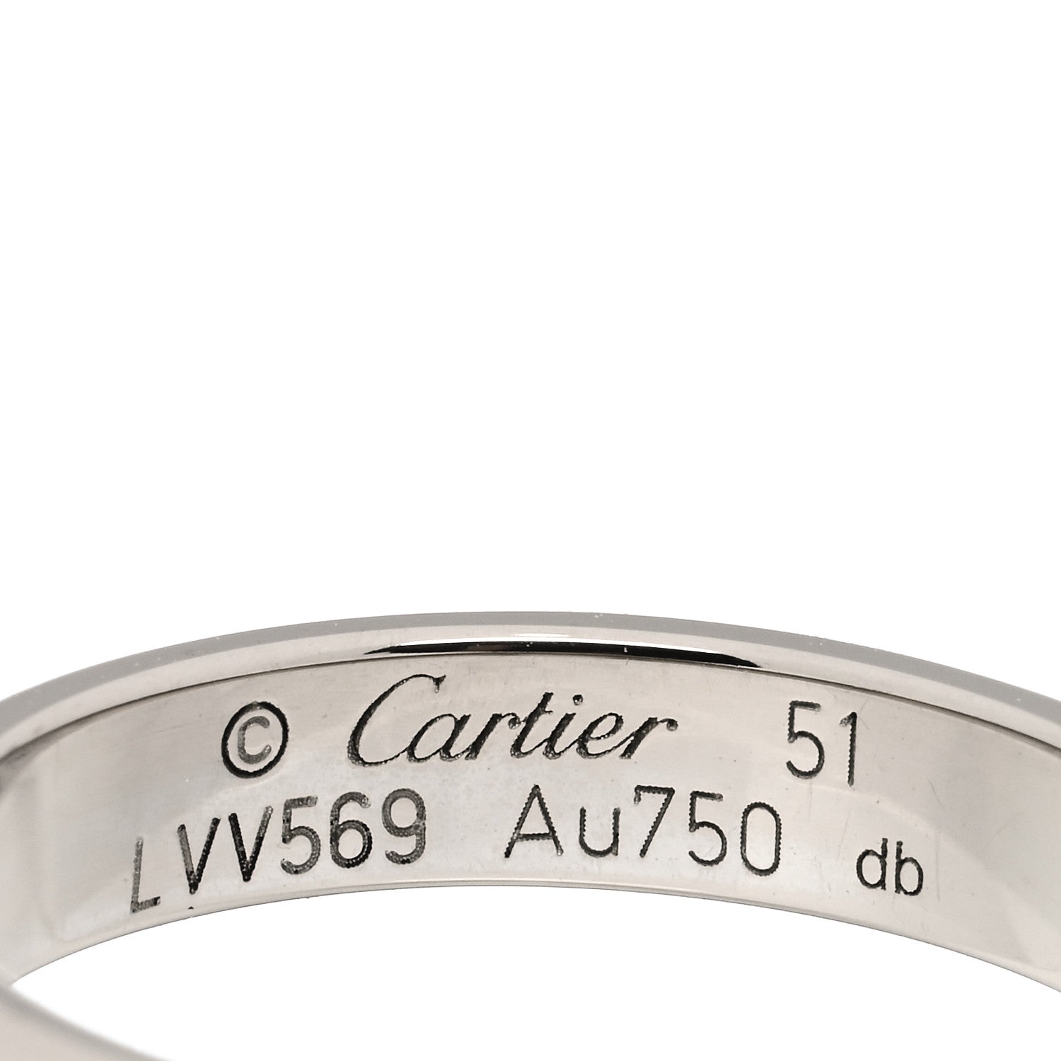 Cartier 18K White Gold 3.5mm LOVE Wedding Band Ring 51 5.75 3 of 3