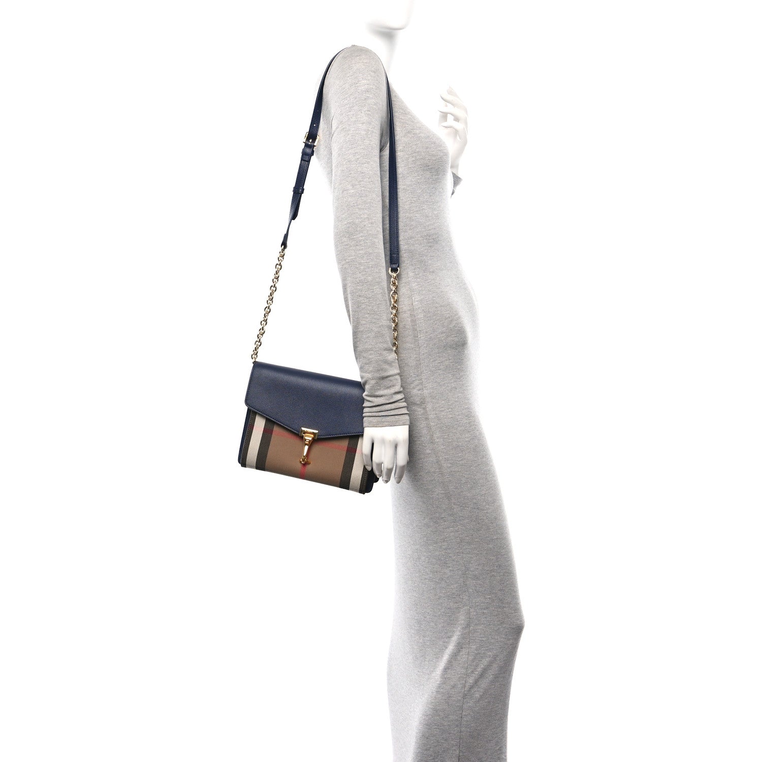 Burberry Derby Calfskin House Check Small Macken Crossbody Bag Regency Blue 2 of 9
