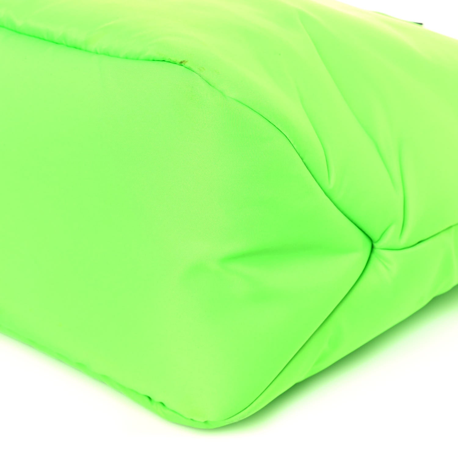 Prada Tessuto Nylon Soft Padded Medium Shopping Tote Verde Fluo 9 of 13