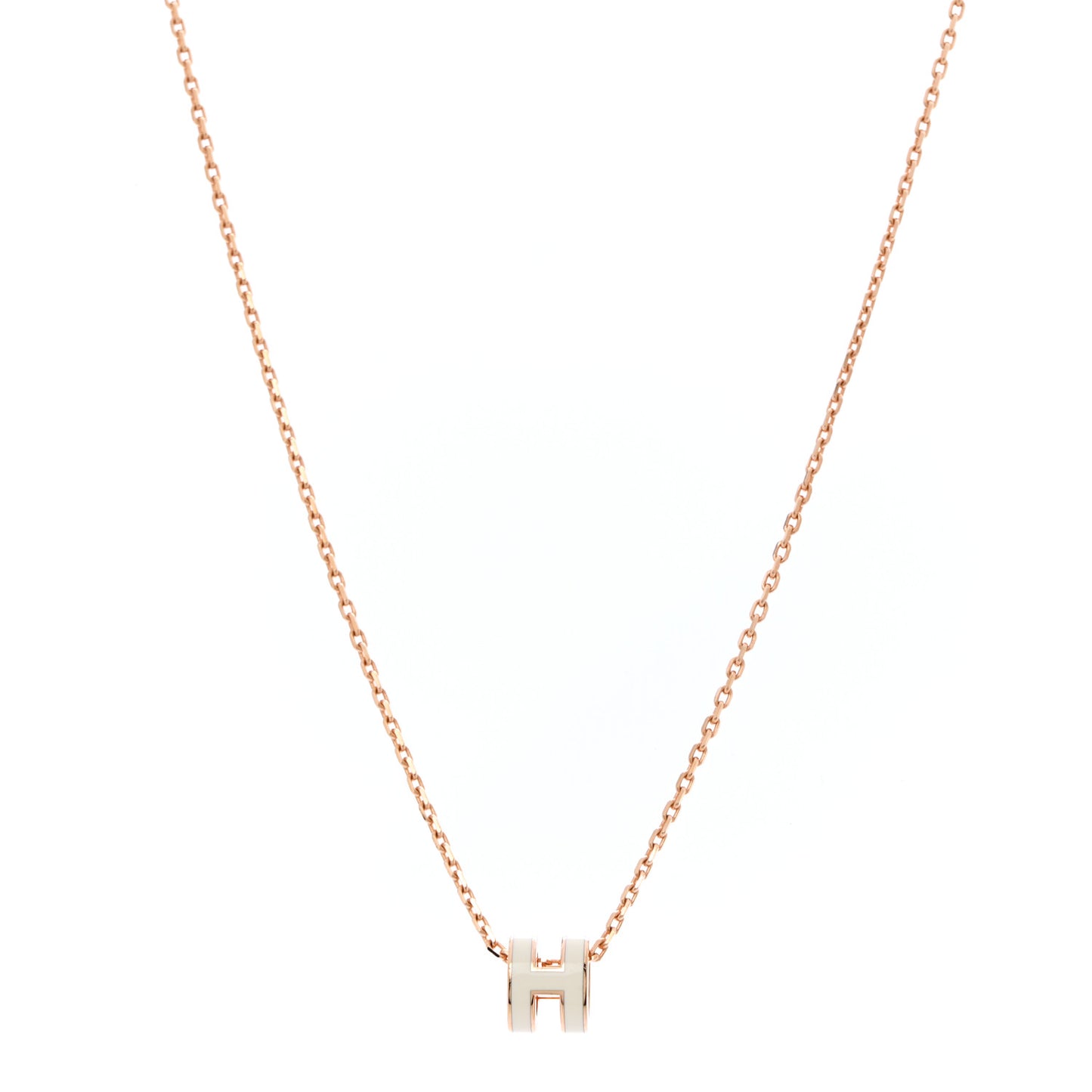 Lacquered Rose Gold Mini Pop H Pendant Necklace White
