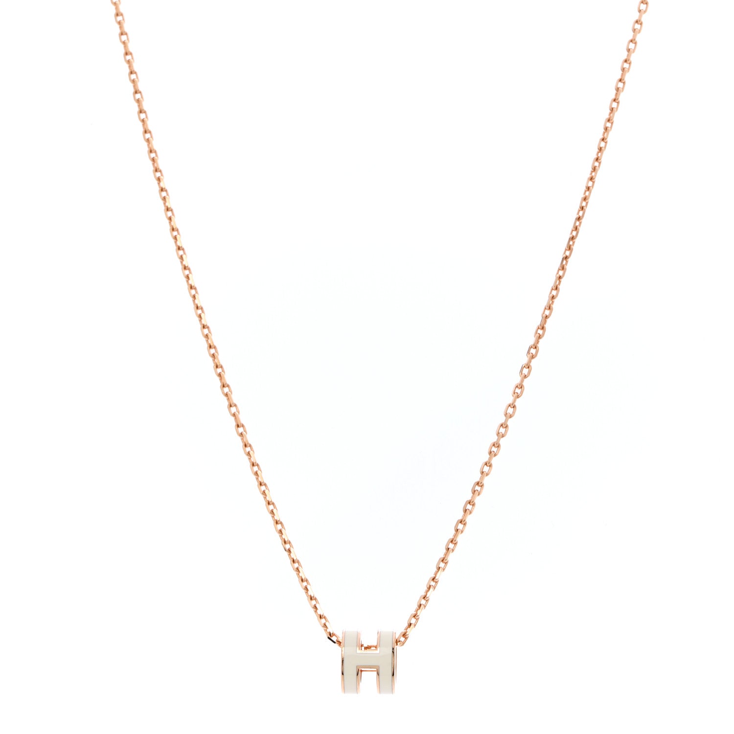 Hermes Lacquered Rose Gold Mini Pop H Pendant Necklace White 2 of 14
