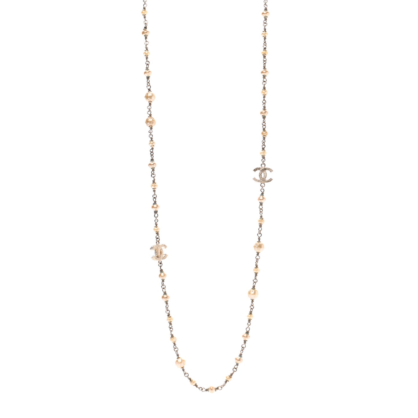 Pearl CC Long Necklace Gold
