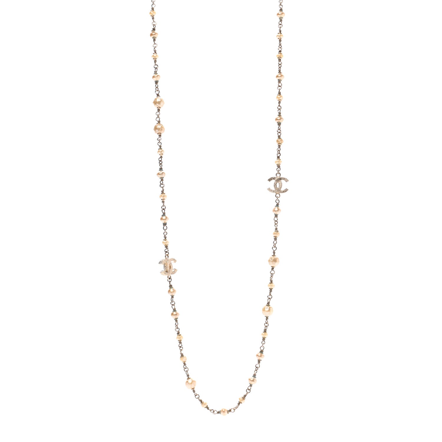 Chanel Pearl CC Long Necklace Gold 1 of 6