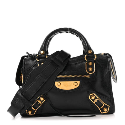 Balenciaga Supple Goatskin Gold Metallic Edge Hardware Mini Le City Uptown Black 1 of 11
