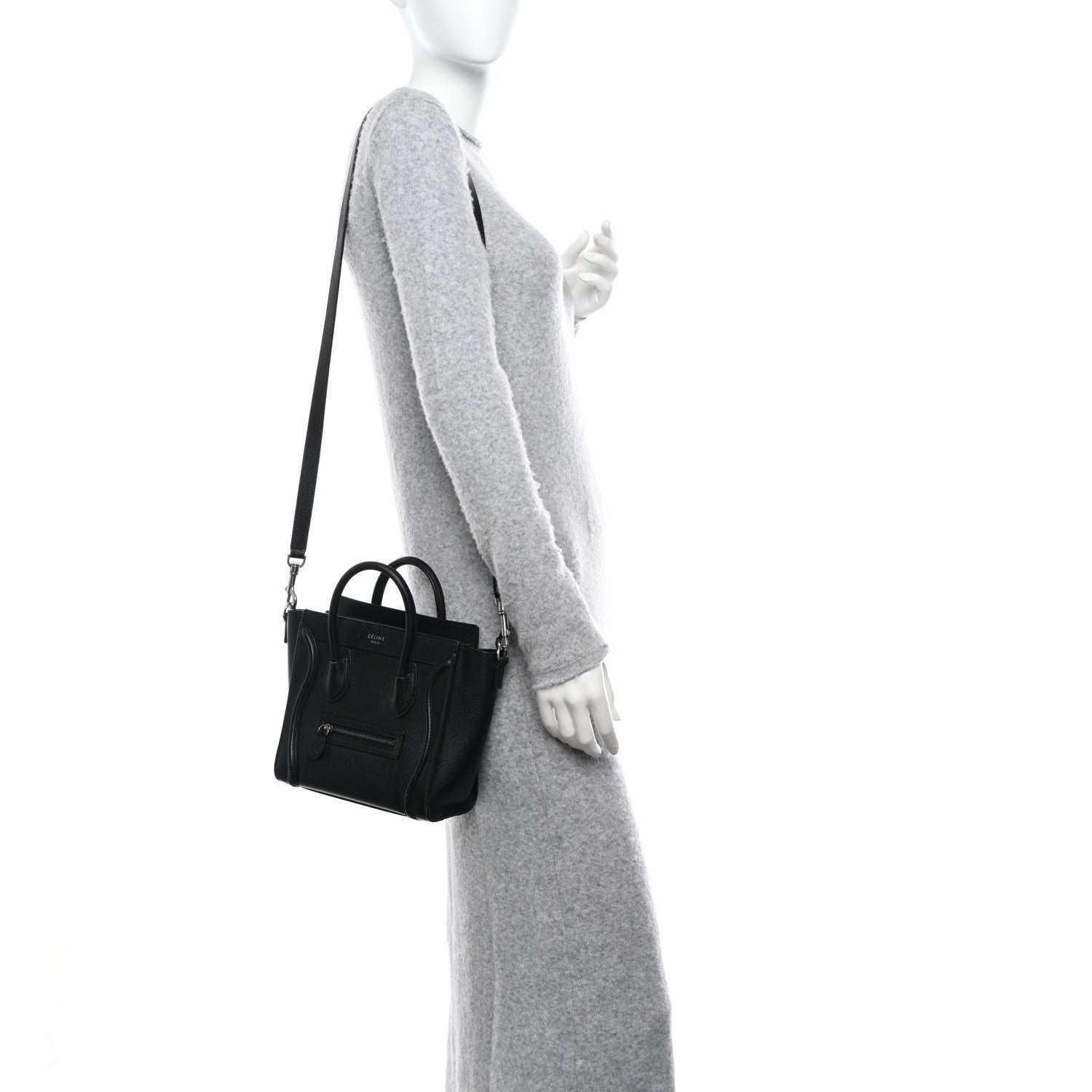 Celine Drummed Calfskin Nano Luggage Black 2 of 19