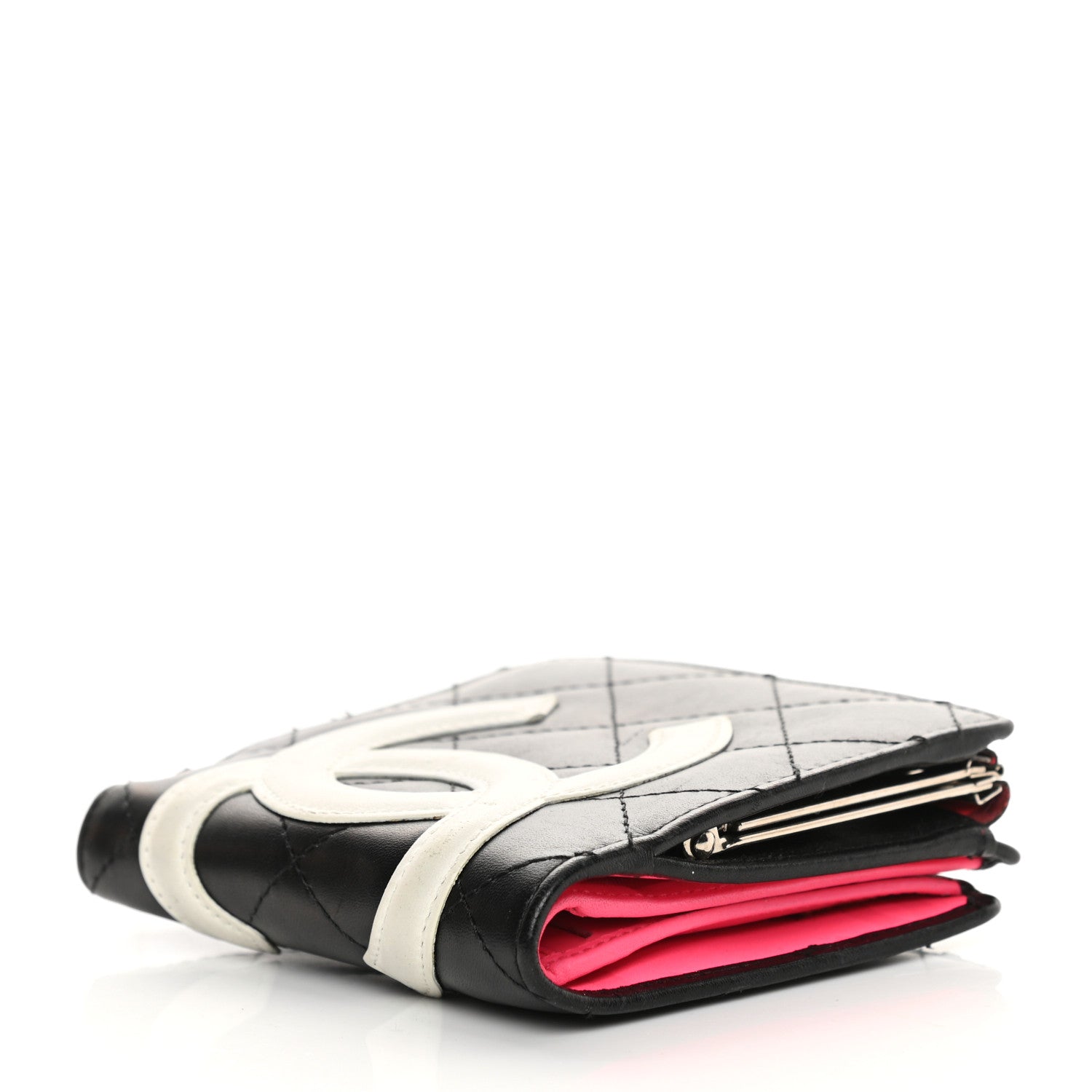 Chanel Calfskin Quilted Cambon Bi-Fold Wallet Black White 4 of 12
