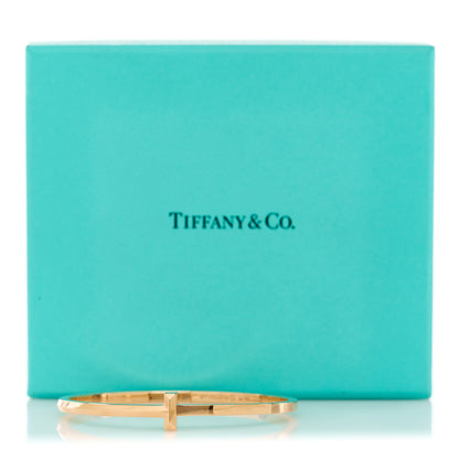 Tiffany 18K Rose Gold Narrow T T1 Hinged Bangle Bracelet 4 of 4
