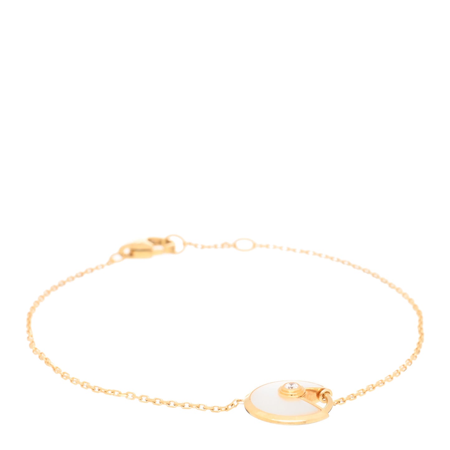 18K Yellow Gold Diamond Mother of Pearl Amulette de Cartier Bracelet