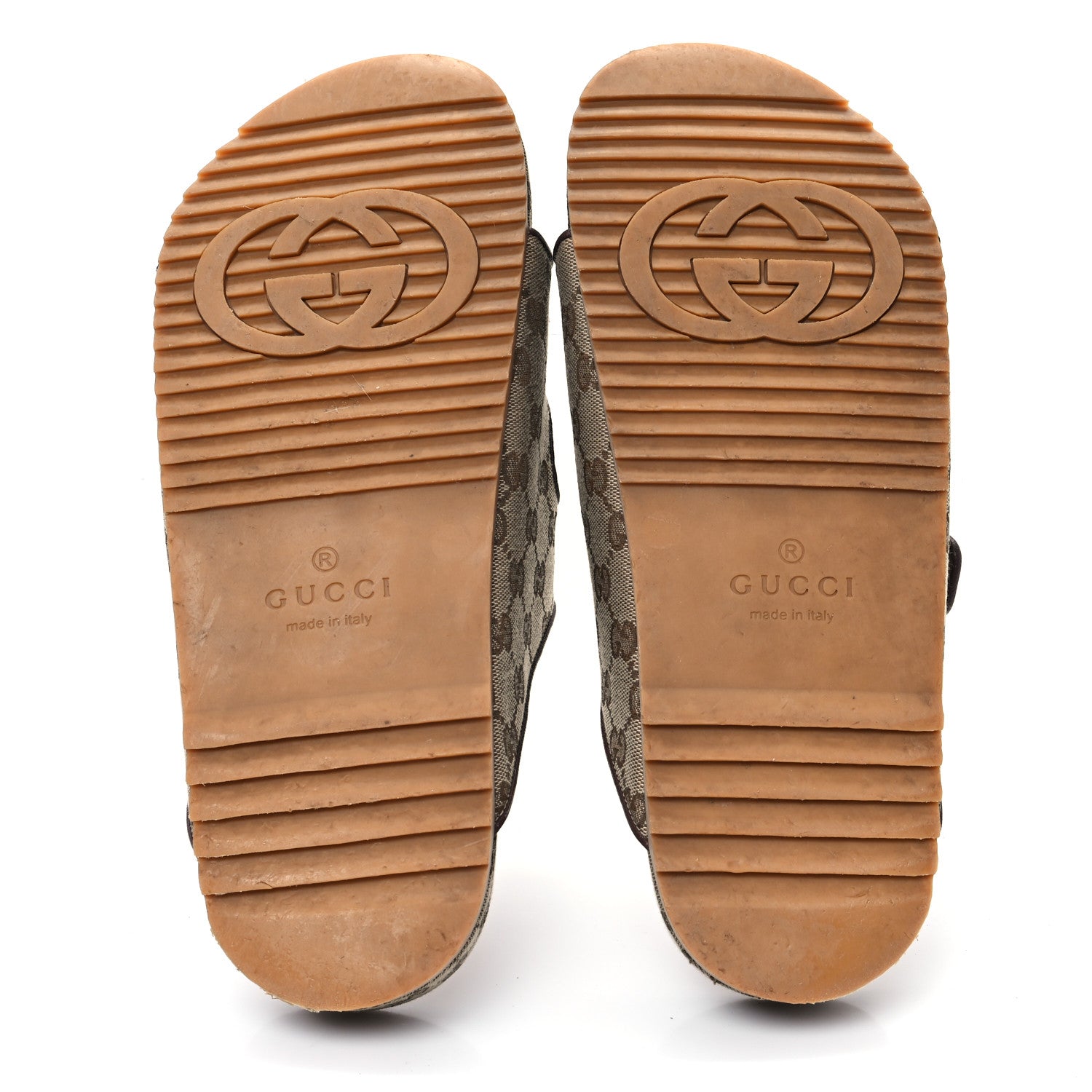 Gucci GG Monogram Lavaredo Eco Fabric Mens Slide Sandals With Straps 10 Beige Ebony Light Brown 6 of 10