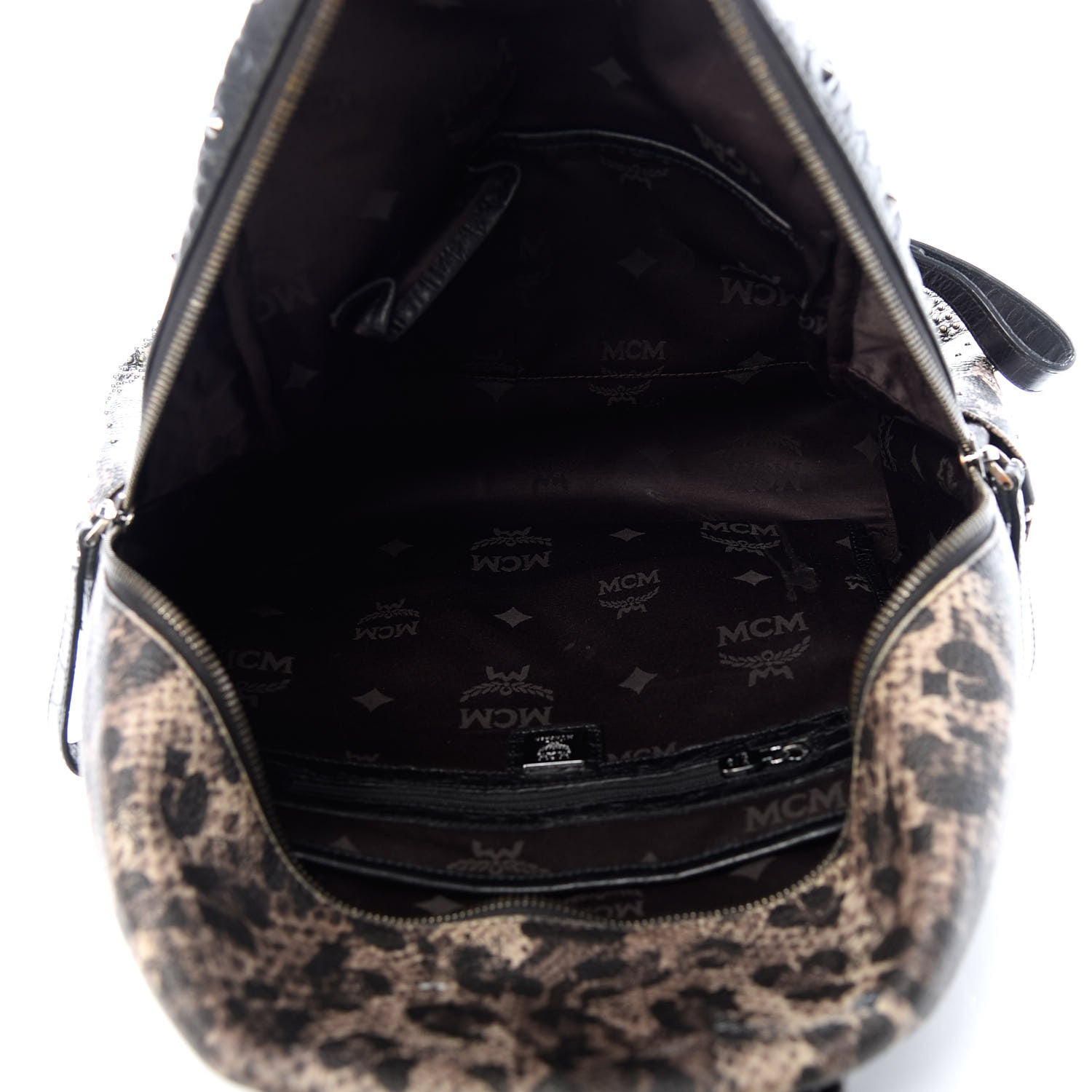 MCM Visetos Snakeskin Printed Studded Medium Stark Backpack Grey 4 of 8