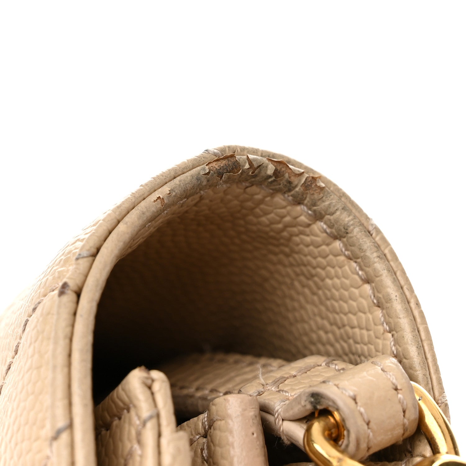 Saint Laurent Grain De Poudre Matelasse Chevron Monogram Chain Wallet Nude Powder 18 of 19