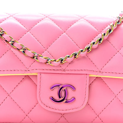 Chanel Lambskin Quilted Glasses Case With Chain Pink Yellow 9 of 12