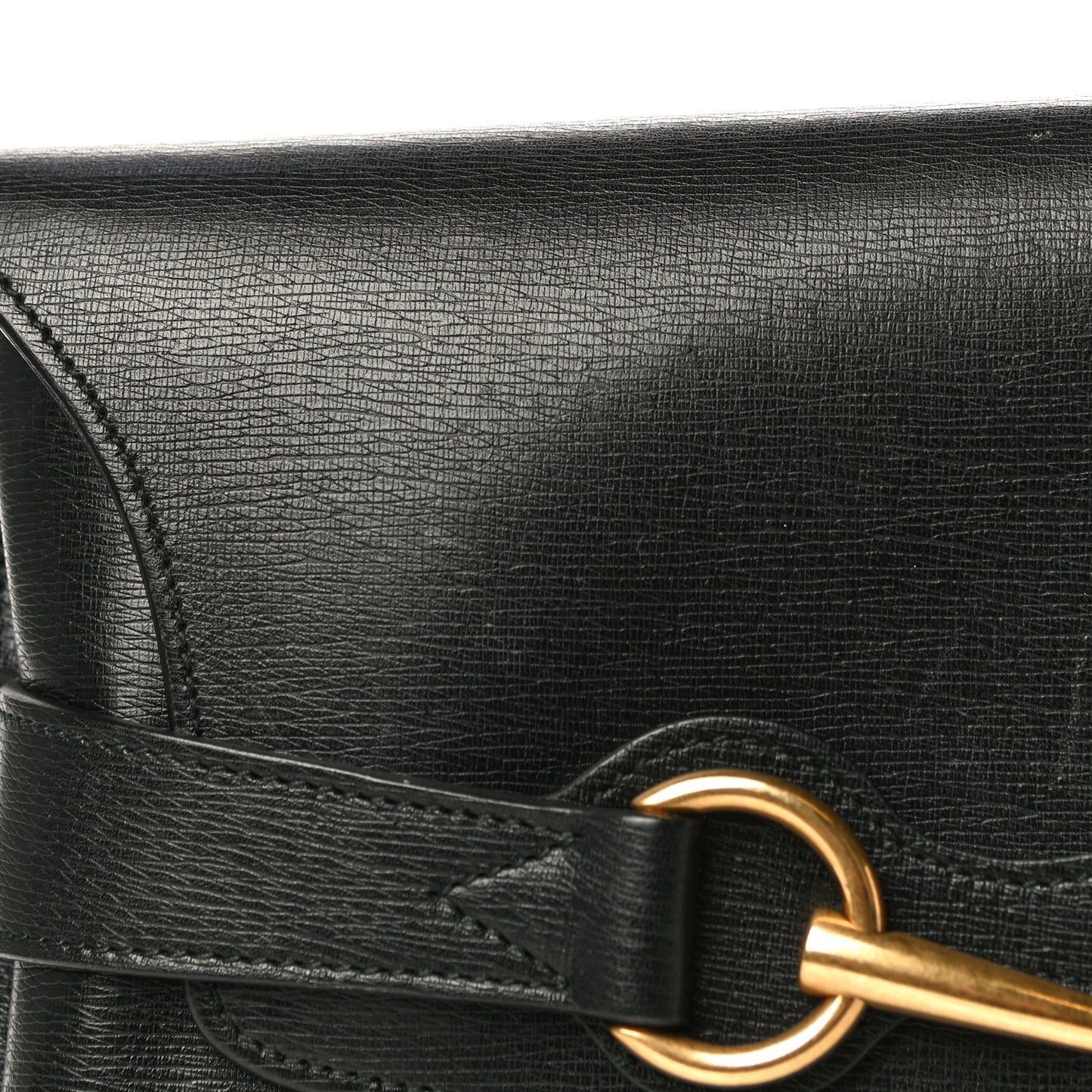 Calfskin Large Bright Bit Clutch Black